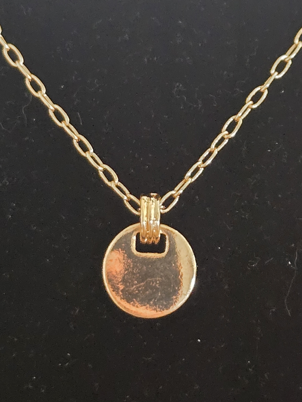 Forever 21 Gold Tone Round Disc Pendant Necklace NWOT Minimal Layering Jewelry